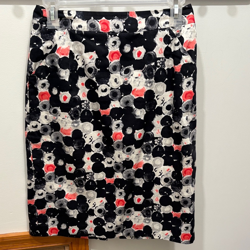 Milly Black and Pink Abstract Pencil Skirt